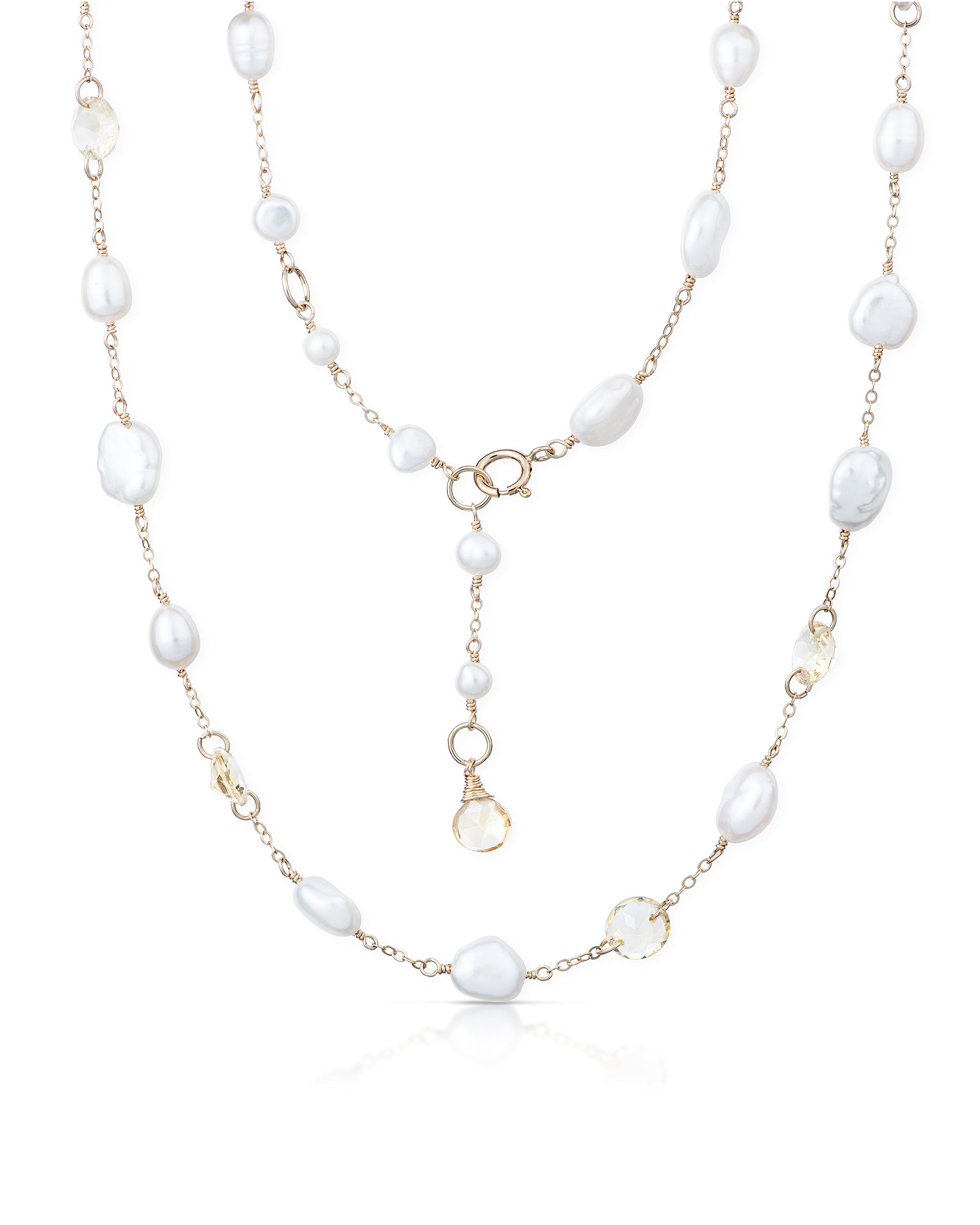 Lueur no. 14 | Faceted Citrine & Pearl Necklace