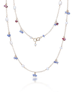 Jardin no. 26 | Tanzanite, Pink Sapphire & Pearl Cluster Necklace