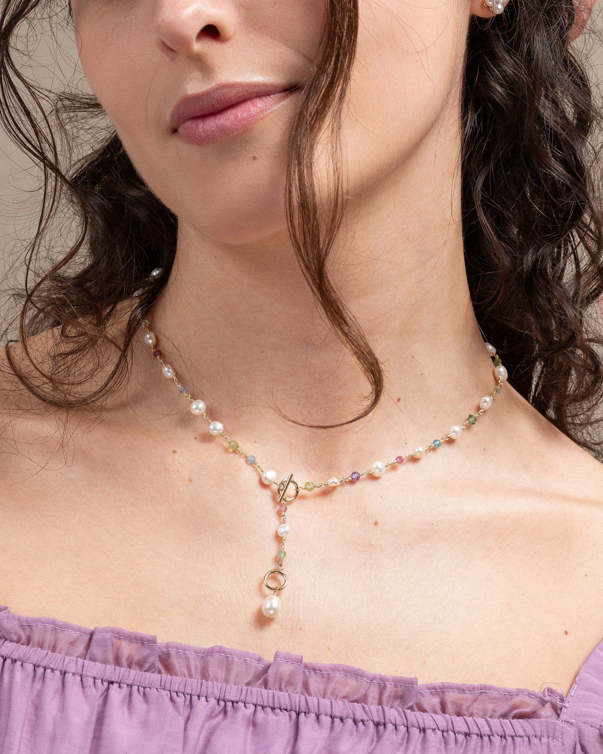 Jardin no. 12 | Multi Gemstone, Pearl and Swarovski Necklace