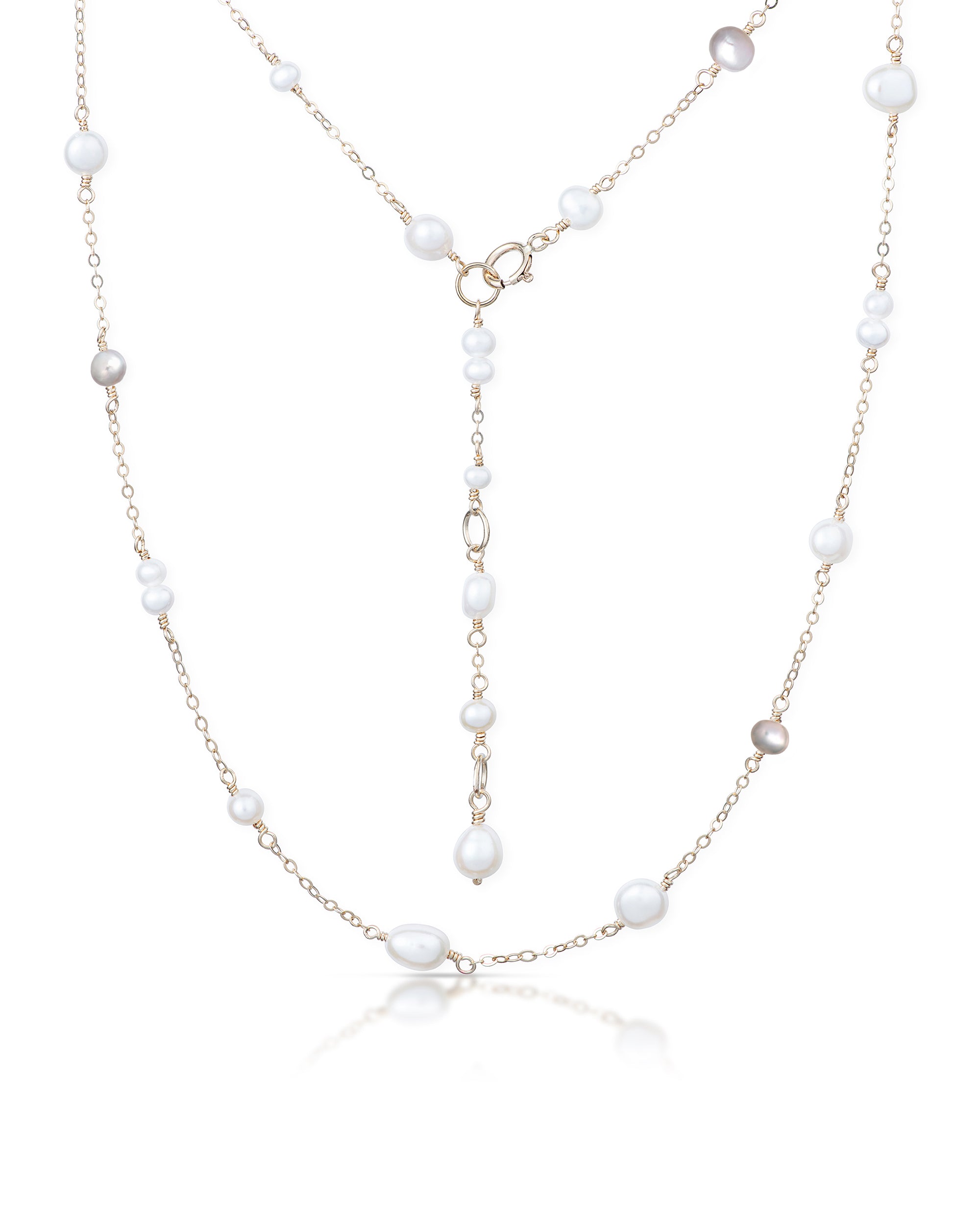 Héritage no. 11 | Grey & White Freshwater Pearl Chain Necklace
