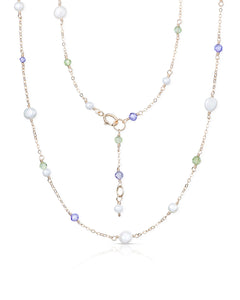 Lueur no. 1 | Peridot, Zircon & Pearl Chain Necklace
