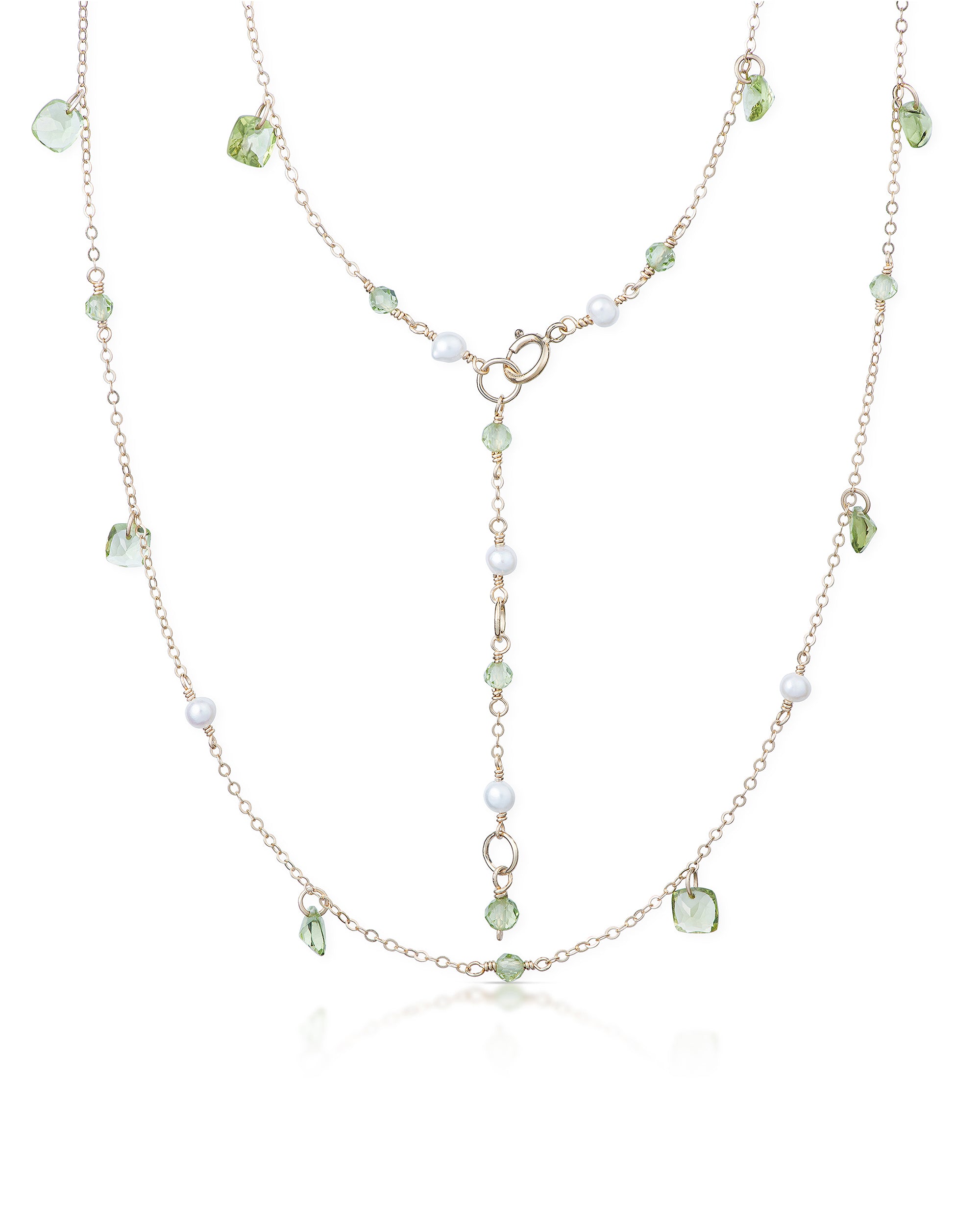 Lueur no. 22 | Faceted Peridot & Pearl Necklace
