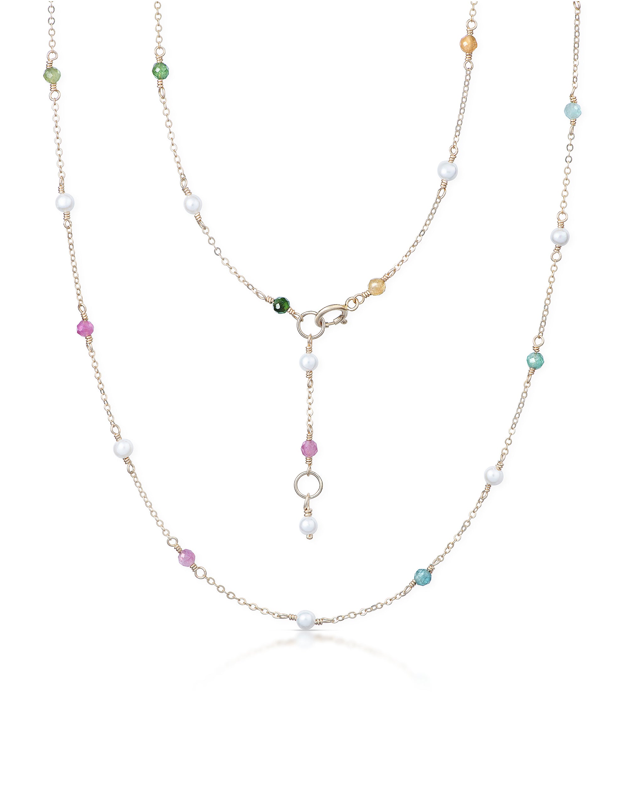 Jardin no. 23 | Round Pearl & Tourmaline Chain Necklace