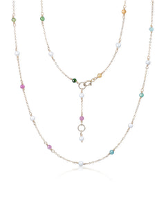 Jardin no. 23 | Round Pearl & Tourmaline Chain Necklace