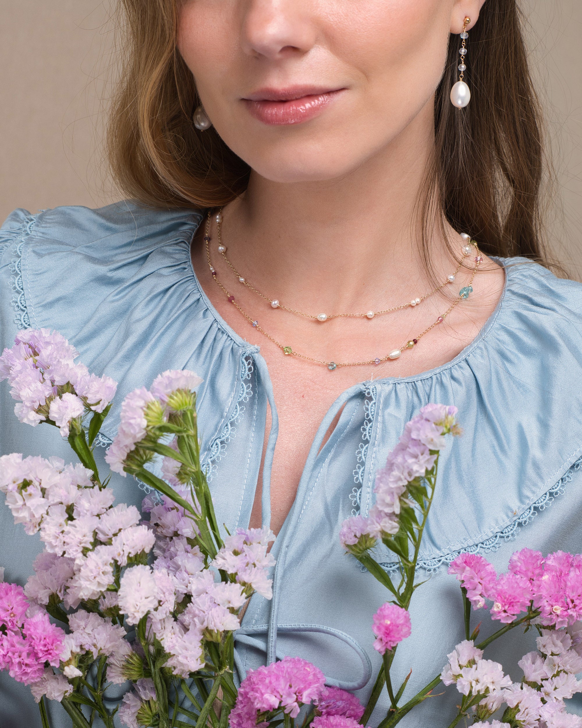Jardin no. 14 | Multi Pearl, Swarovski & Gemstone Necklace