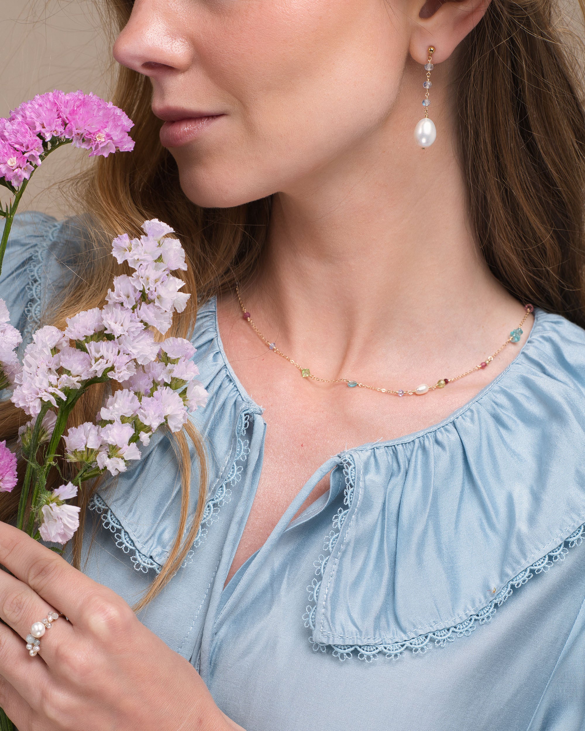 Jardin no. 14 | Multi Pearl, Swarovski & Gemstone Necklace