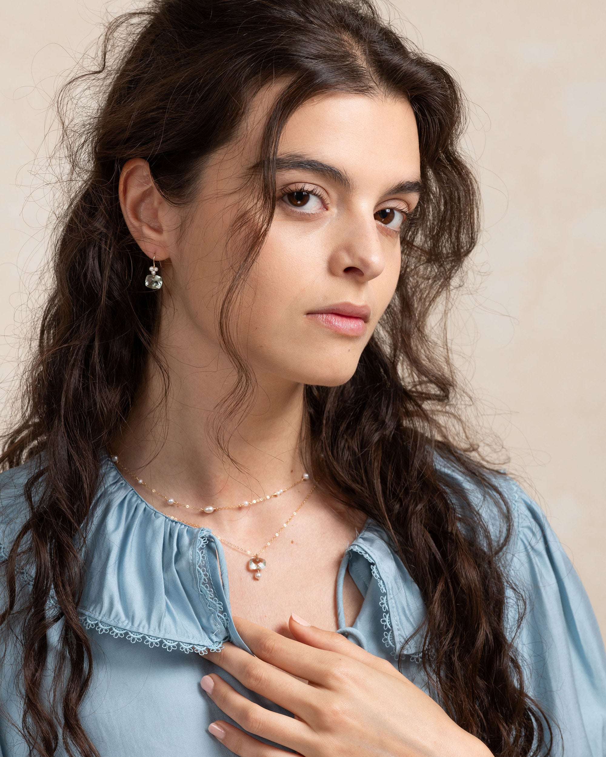 Héritage no. 7 | Green Amethyst & Pearl Pendant