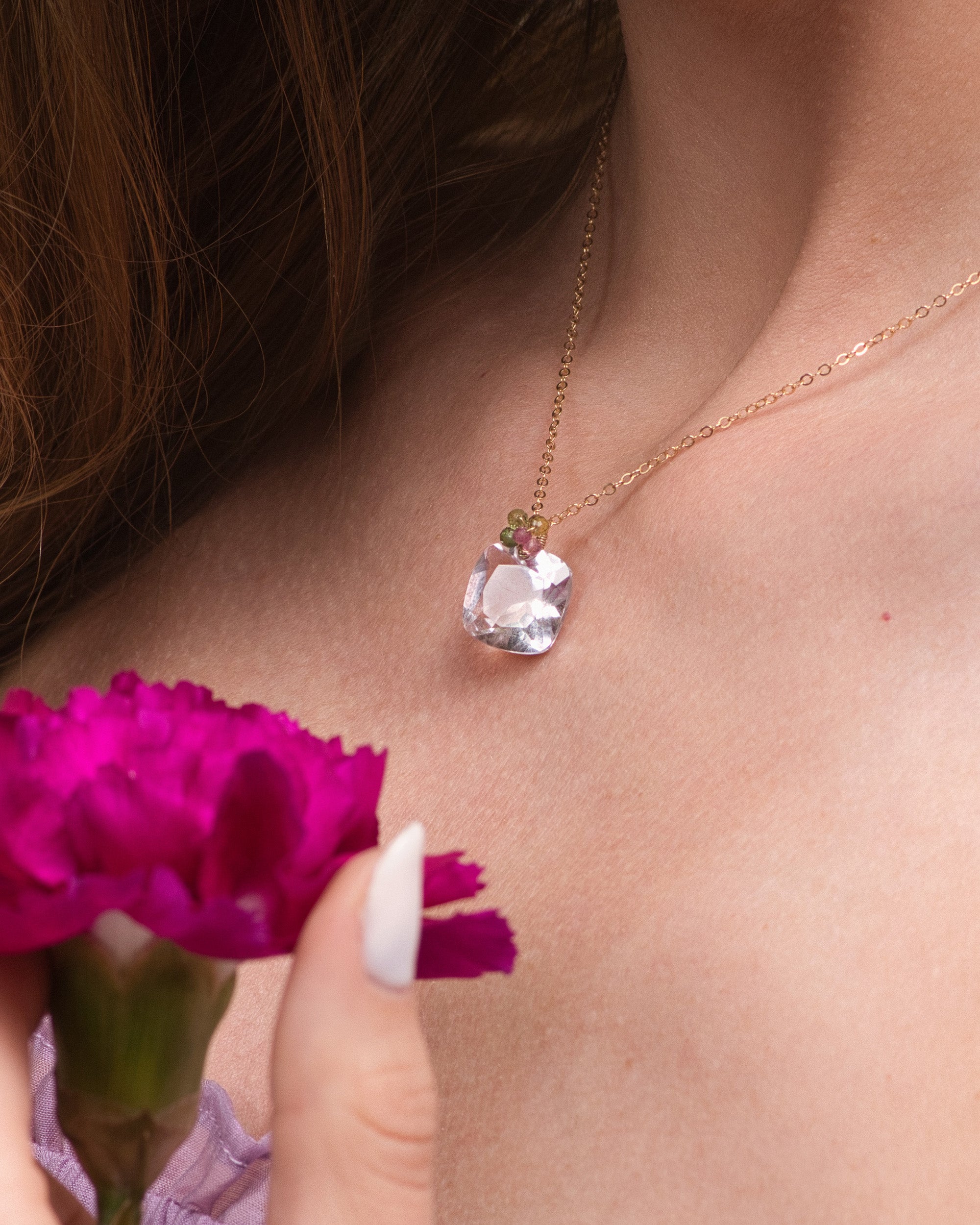 Jardin no. 21 | Pink Amethyst & Tourmaline Pendant