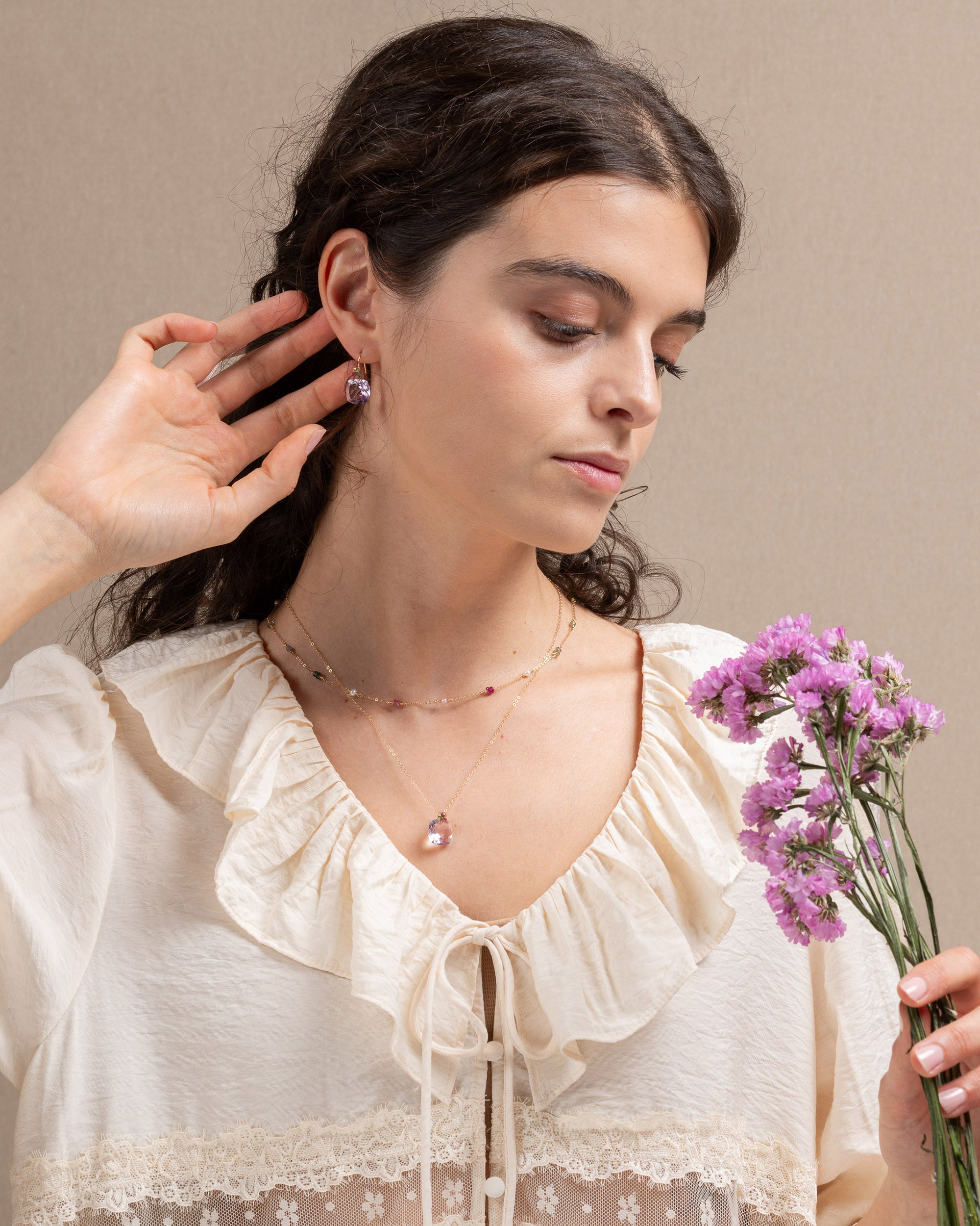 Jardin no. 21 | Pink Amethyst & Tourmaline Pendant