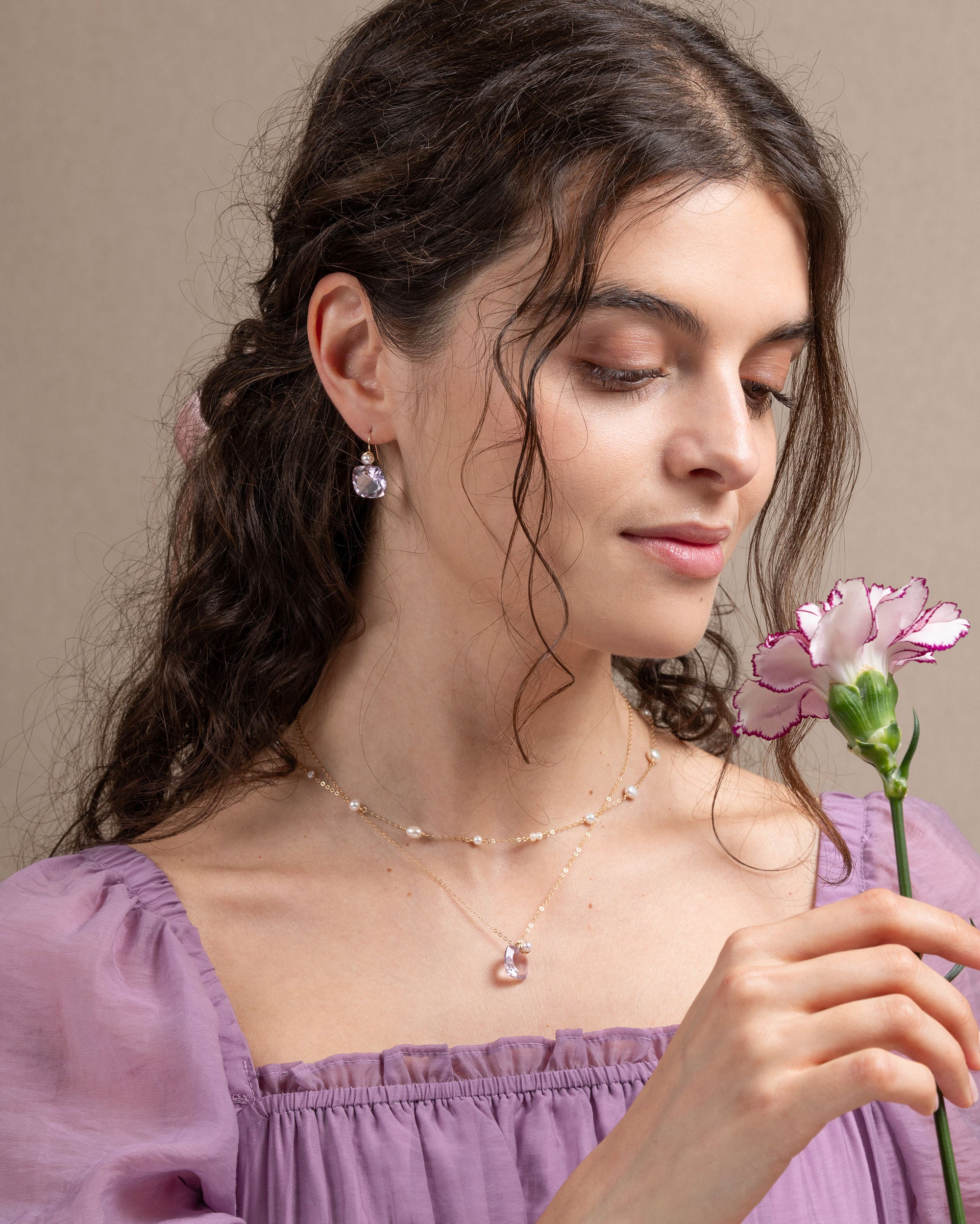 Héritage no. 10 | Pink Amethyst & Pearl Pendant