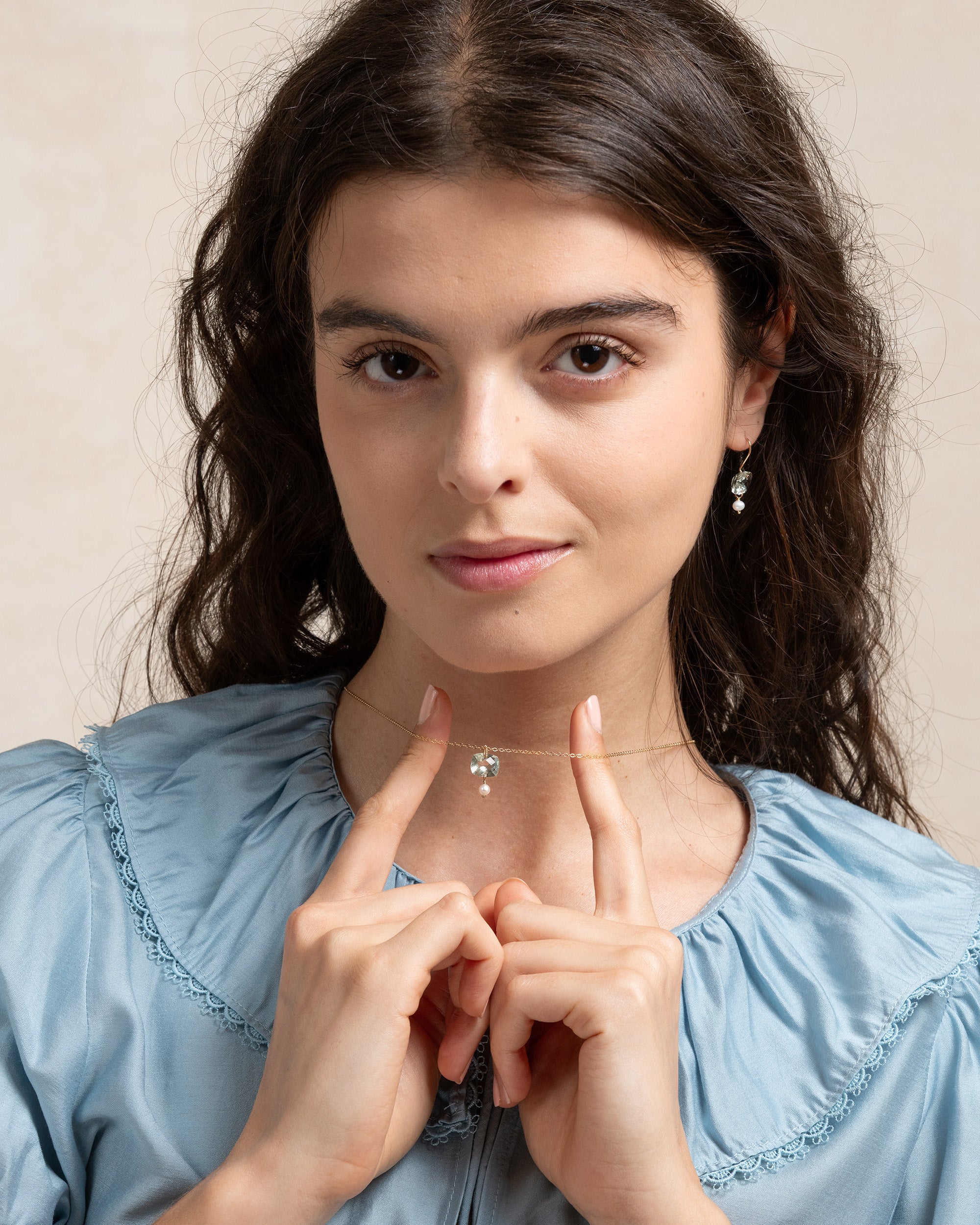 Héritage no. 7 | Green Amethyst & Pearl Pendant