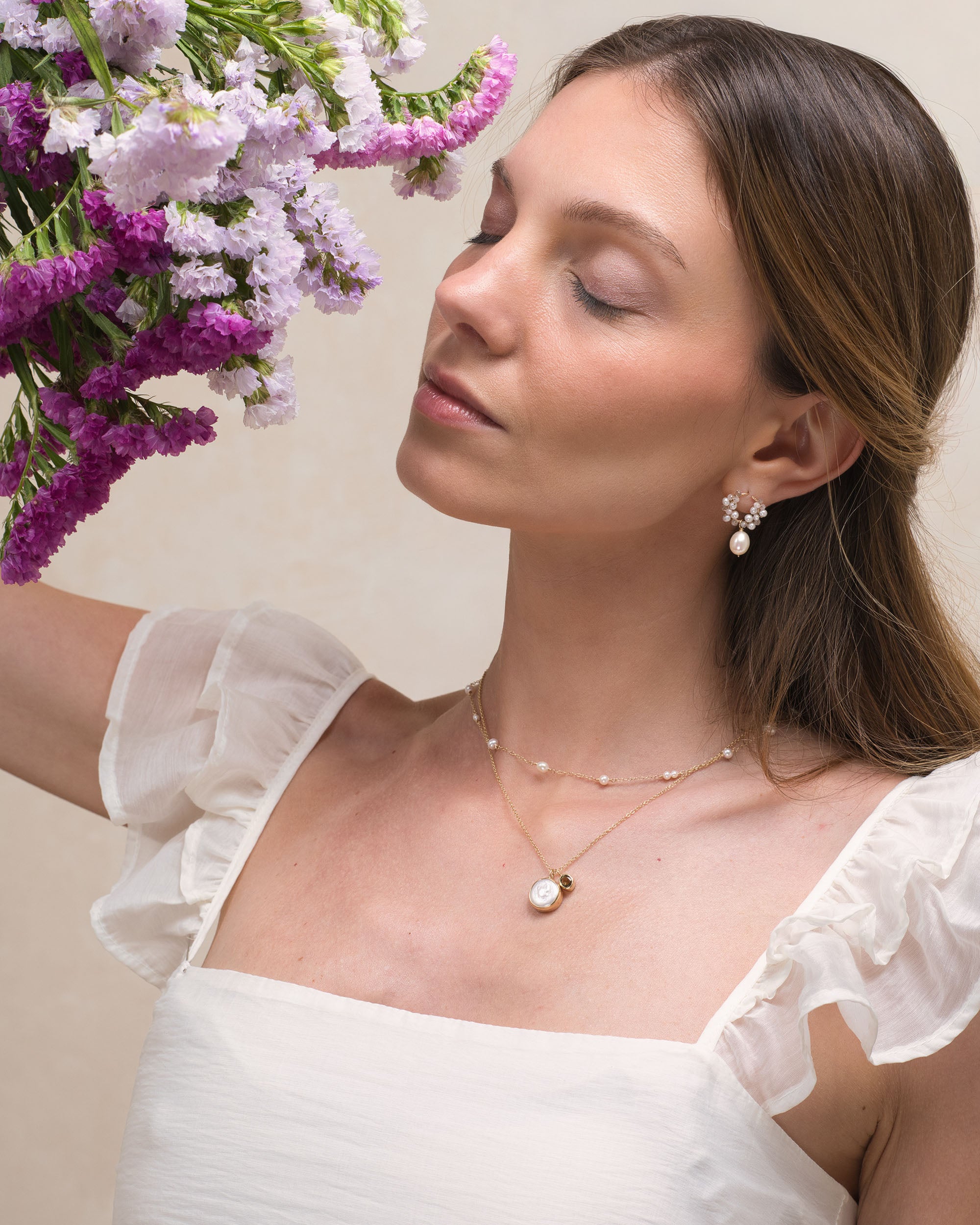 Héritage no. 5 | Gold Pearl Pendant Necklace with Tourmaline Drop