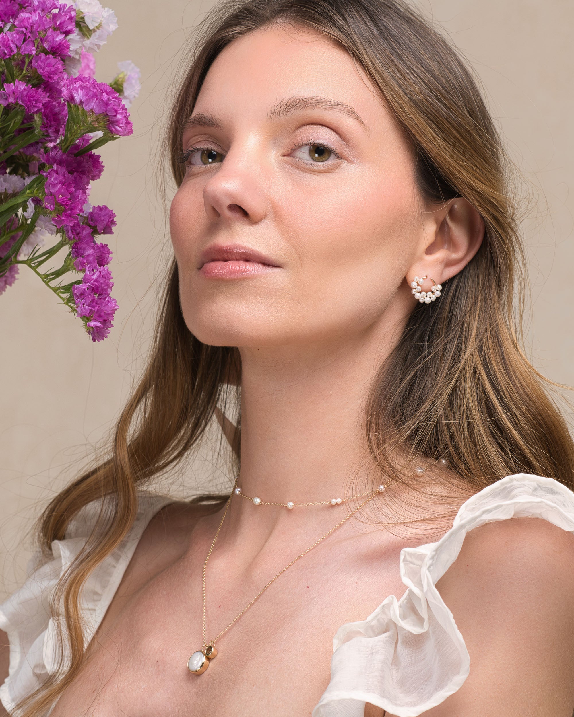 Héritage no. 5 | Gold Pearl Pendant Necklace with Tourmaline Drop