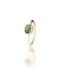 Pétale no. 10 | One-of-a-kind Rosecut Tourmaline Stackable Ring (light green)