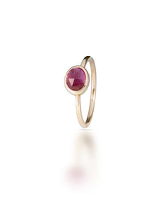 Pétale no. 8 | One-of-a-kind Rosecut Tourmaline Stackable Ring (fuchsia pink)