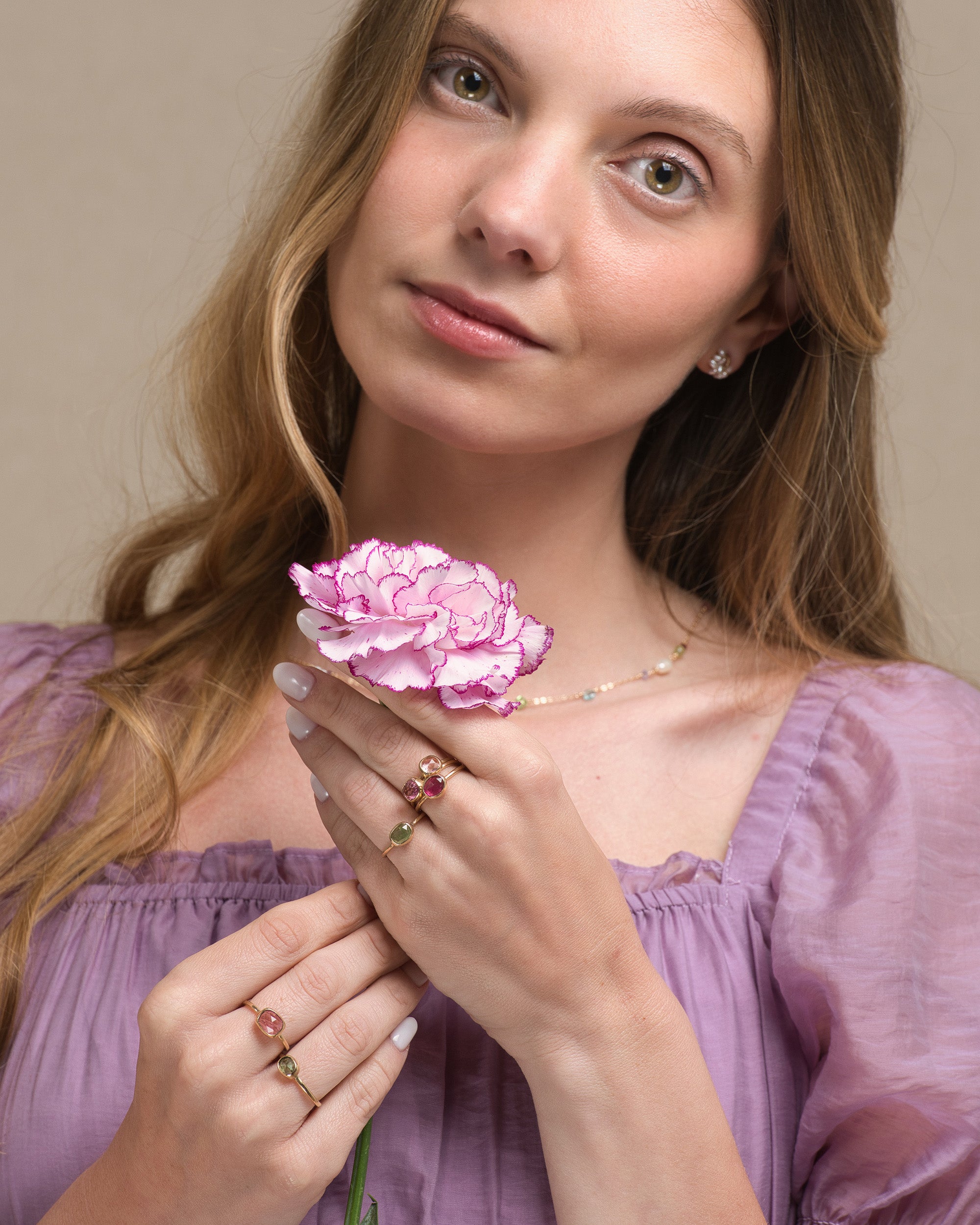Pétale no. 14 | One-of-a-kind Rosecut Tourmaline Stackable Ring (translucid pink small)