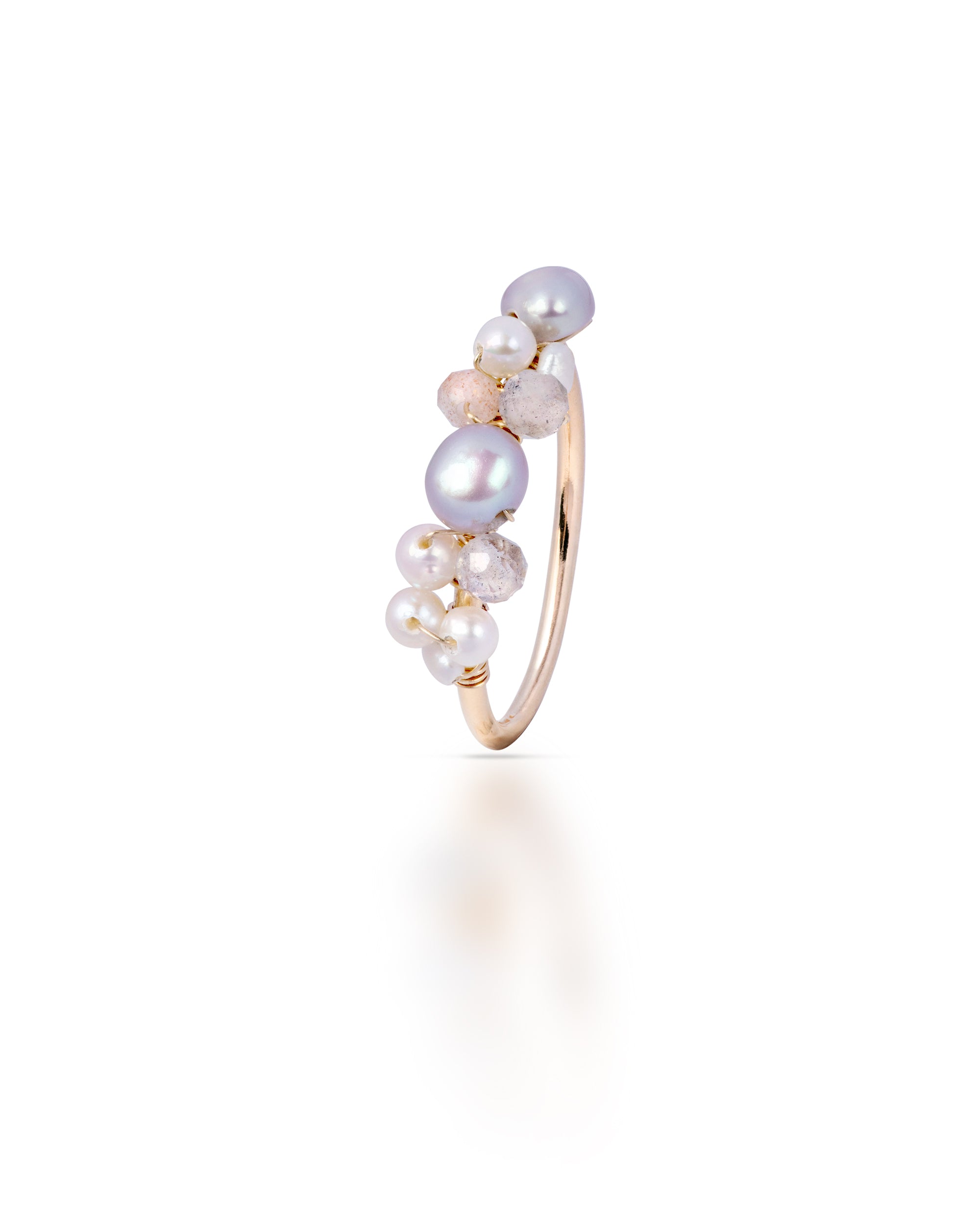Éclosion no. 12 | Pearl, Moonstone & Labradorite Ring