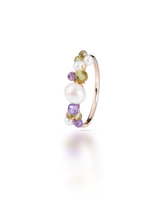 Lueur no. 7 | Peridot, Zircon & Baroque Pearl Ring