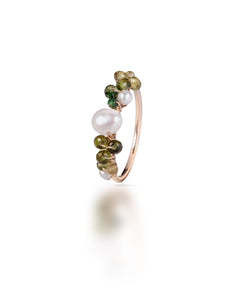 Jardin no. 11 | Green Tourmaline & Pearl Ring