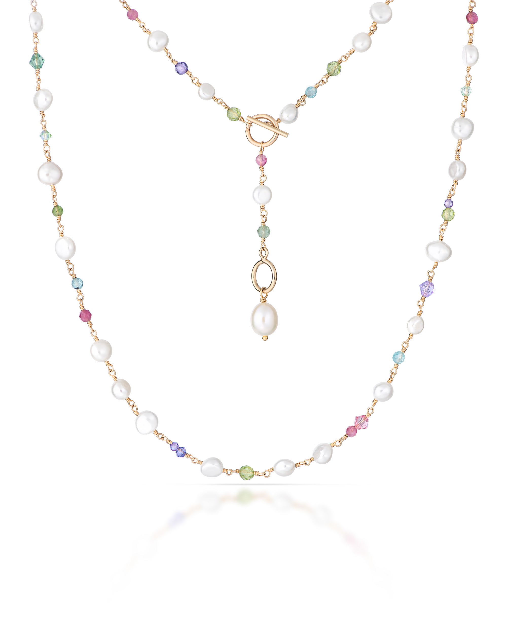 Jardin no. 12 | Multi Gemstone, Pearl and Swarovski Necklace