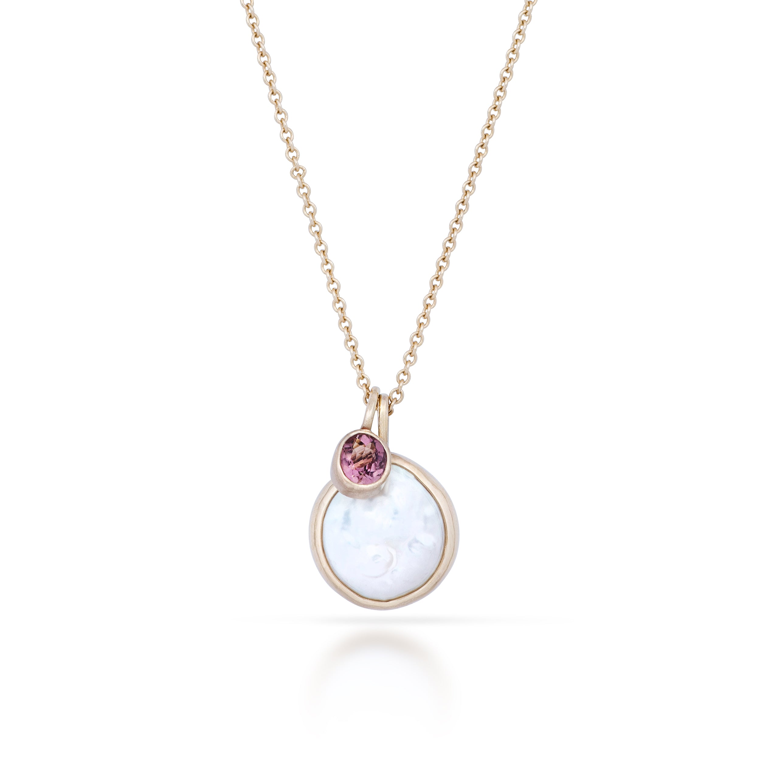 Héritage no. 5 | Gold Pearl Pendant Necklace with Tourmaline Drop