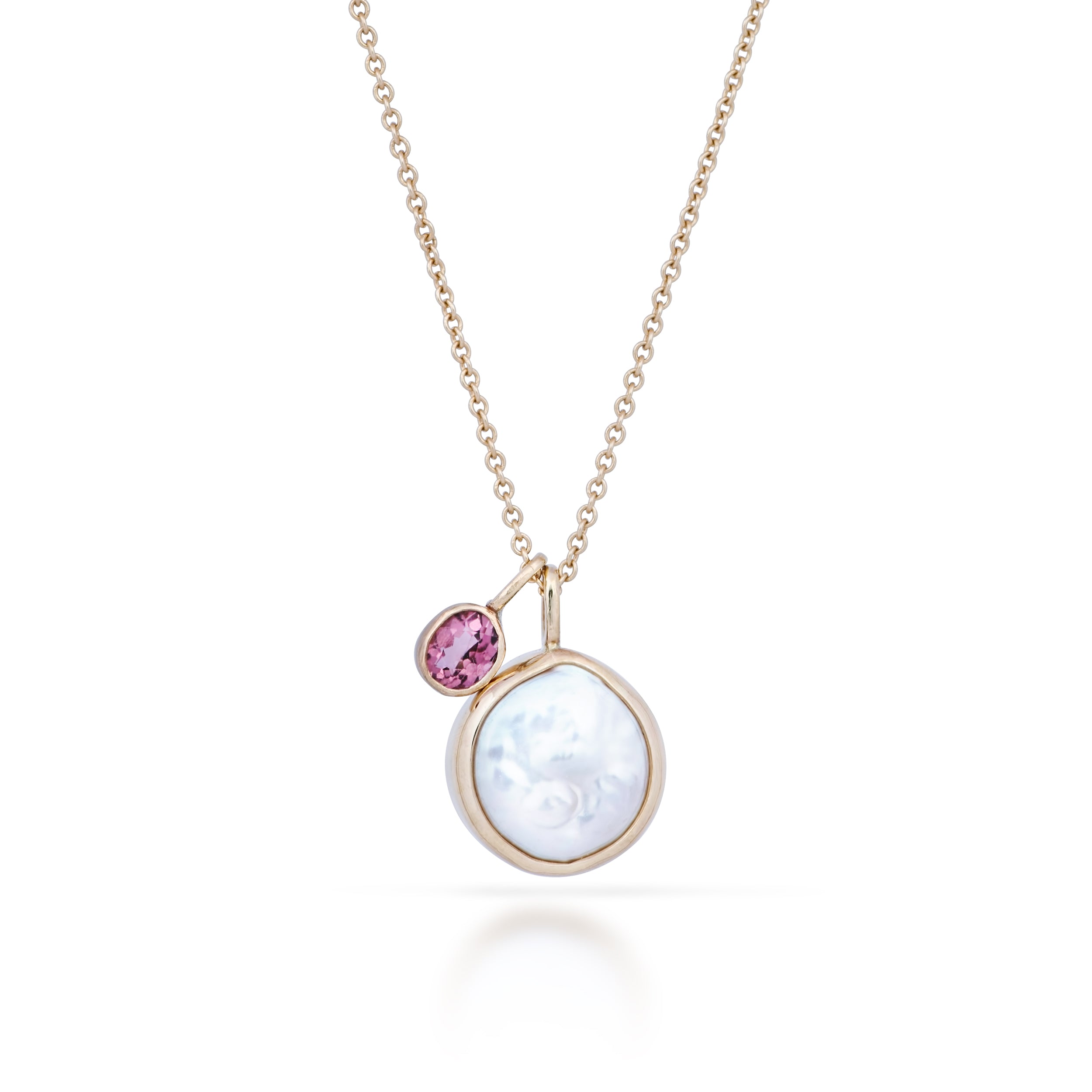 Héritage no. 5 | Gold Pearl Pendant Necklace with Tourmaline Drop
